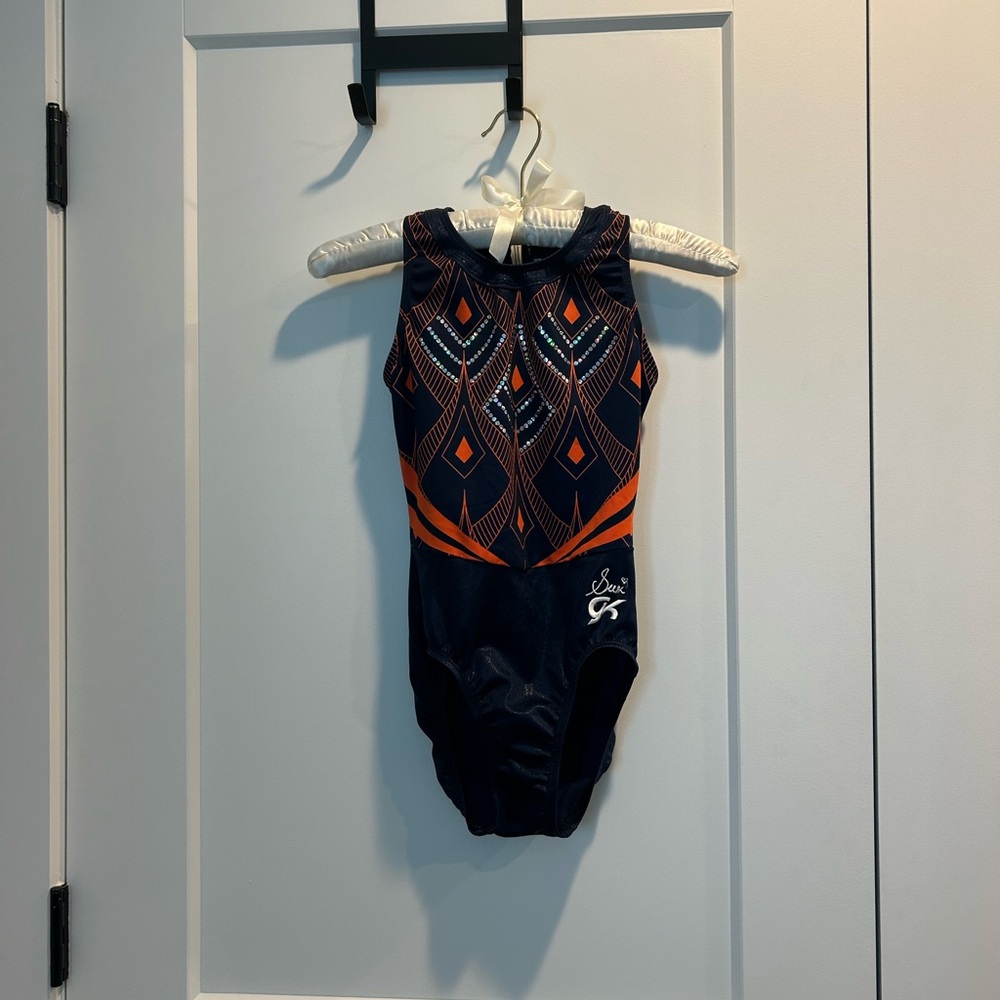 GK Suri Girl’s Navy Blue & Orange Leotard Size AXS
